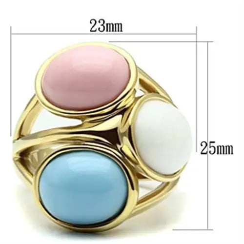 Alamode IP Gold(Ion Plating) Brass Ring with Synthetic Synthetic Stone in Multi Color - Alamode - Flyclothing LLC