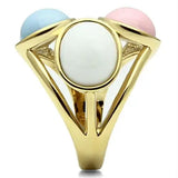 Alamode IP Gold(Ion Plating) Brass Ring with Synthetic Synthetic Stone in Multi Color - Alamode - Flyclothing LLC