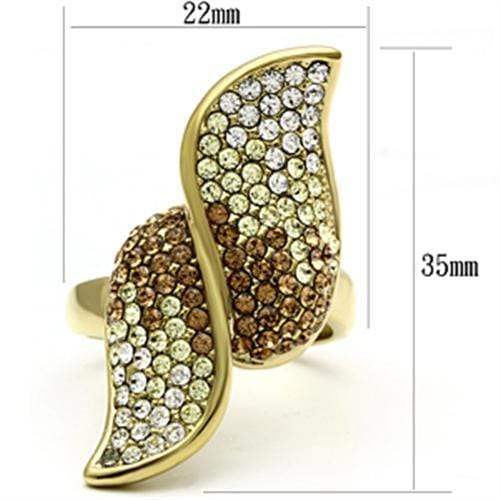 Alamode IP Gold(Ion Plating) Brass Ring with Top Grade Crystal in Multi Color - Alamode - Flyclothing LLC