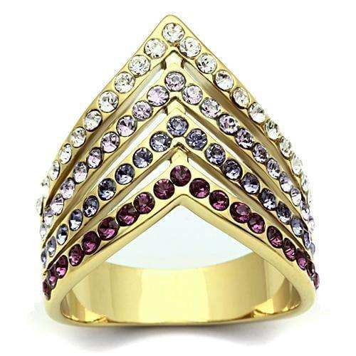 Alamode IP Gold(Ion Plating) Brass Ring with Top Grade Crystal in Multi Color - Alamode - Flyclothing LLC