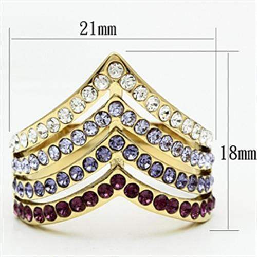 Alamode IP Gold(Ion Plating) Brass Ring with Top Grade Crystal in Multi Color - Alamode - Flyclothing LLC