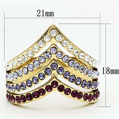 Alamode IP Gold(Ion Plating) Brass Ring with Top Grade Crystal in Multi Color - Alamode - Flyclothing LLC