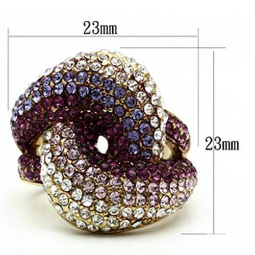 Alamode IP Gold(Ion Plating) Brass Ring with Top Grade Crystal in Multi Color - Alamode - Flyclothing LLC