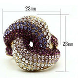 Alamode IP Gold(Ion Plating) Brass Ring with Top Grade Crystal in Multi Color - Alamode - Flyclothing LLC