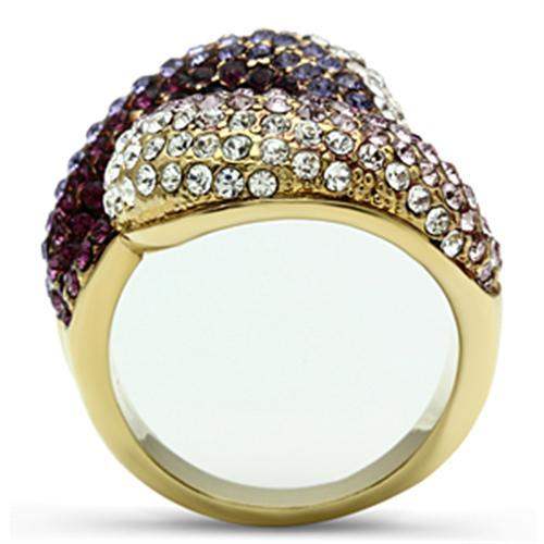 Alamode IP Gold(Ion Plating) Brass Ring with Top Grade Crystal in Multi Color - Alamode - Flyclothing LLC