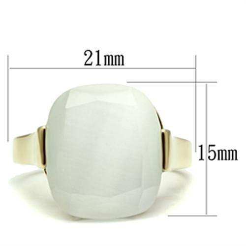 Alamode IP Gold(Ion Plating) Brass Ring with Synthetic Cat Eye in White - Alamode - Flyclothing LLC