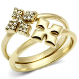 Alamode IP Gold(Ion Plating) Brass Ring with Top Grade Crystal in Clear - Alamode - Flyclothing LLC