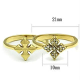 Alamode IP Gold(Ion Plating) Brass Ring with Top Grade Crystal in Clear - Alamode - Flyclothing LLC