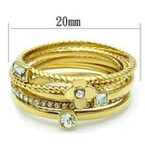 Alamode IP Gold(Ion Plating) Brass Ring with Top Grade Crystal in Clear - Alamode - Flyclothing LLC