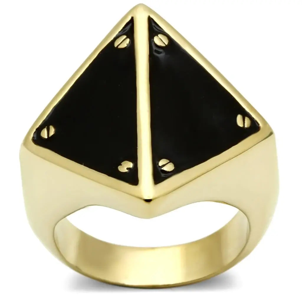 Alamode IP Gold(Ion Plating) Brass Ring with Epoxy in Jet - Alamode - Flyclothing LLC