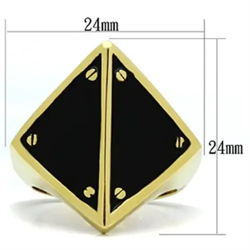 Alamode IP Gold(Ion Plating) Brass Ring with Epoxy in Jet - Alamode - Flyclothing LLC