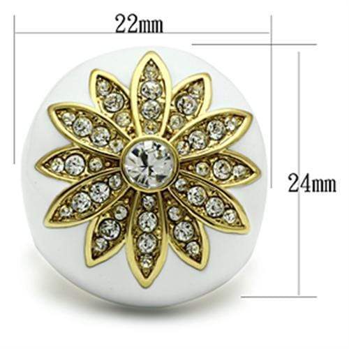 Alamode IP Gold(Ion Plating) Brass Ring with Top Grade Crystal in Clear - Alamode - Flyclothing LLC
