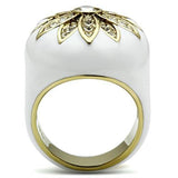 Alamode IP Gold(Ion Plating) Brass Ring with Top Grade Crystal in Clear - Alamode