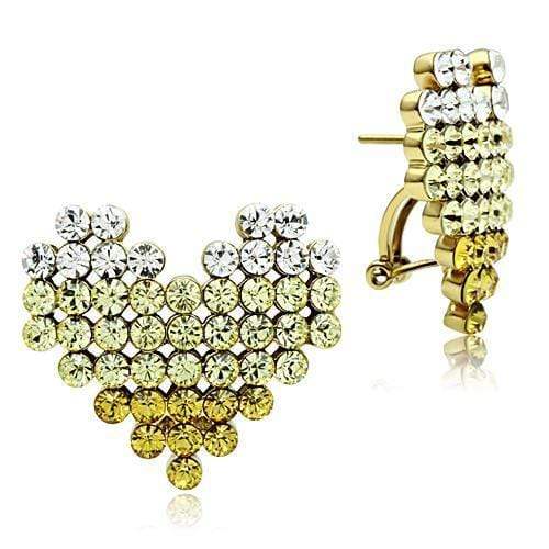 Alamode IP Gold(Ion Plating) Brass Earrings with Top Grade Crystal in Multi Color - Alamode - Flyclothing LLC