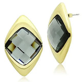 Alamode IP Gold(Ion Plating) Brass Earrings with Synthetic Synthetic Glass in Black Diamond - Alamode - Flyclothing LLC