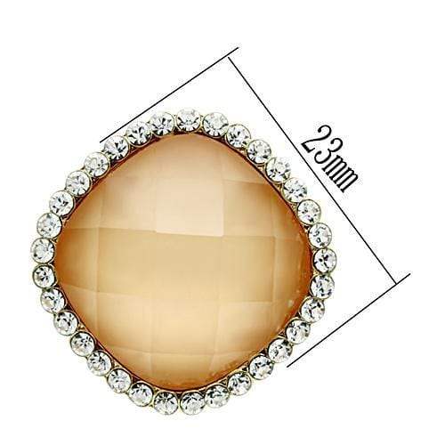 Alamode IP Gold(Ion Plating) Brass Earrings with Synthetic Synthetic Stone in Orange - Alamode - Flyclothing LLC