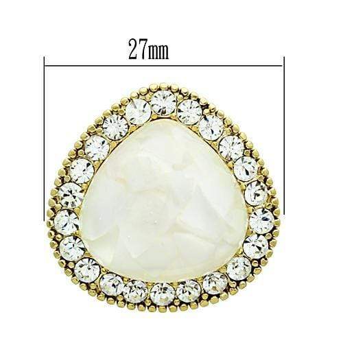 Alamode IP Gold(Ion Plating) Brass Earrings with Synthetic Synthetic Stone in Clear - Alamode - Flyclothing LLC