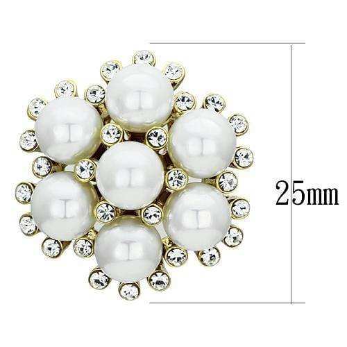 Alamode IP Gold(Ion Plating) Brass Earrings with Synthetic Pearl in White - Alamode - Flyclothing LLC