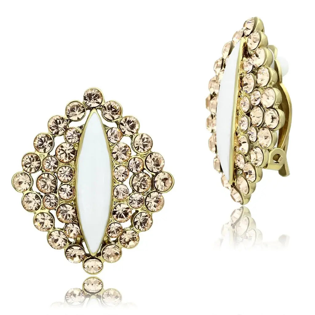 Alamode IP Gold(Ion Plating) Brass Earrings with Top Grade Crystal in Champagne - Alamode - Flyclothing LLC