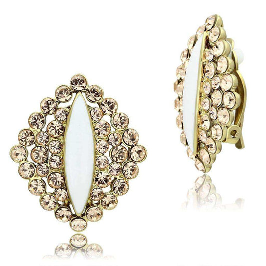 Alamode IP Gold(Ion Plating) Brass Earrings with Top Grade Crystal in Champagne - Alamode - Flyclothing LLC