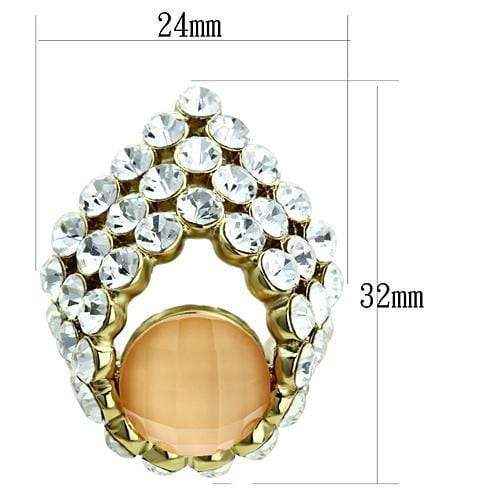 Alamode IP Gold(Ion Plating) Brass Earrings with Synthetic Synthetic Stone in Orange - Alamode - Flyclothing LLC