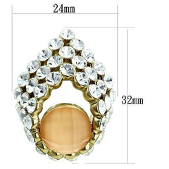 Alamode IP Gold(Ion Plating) Brass Earrings with Synthetic Synthetic Stone in Orange - Alamode