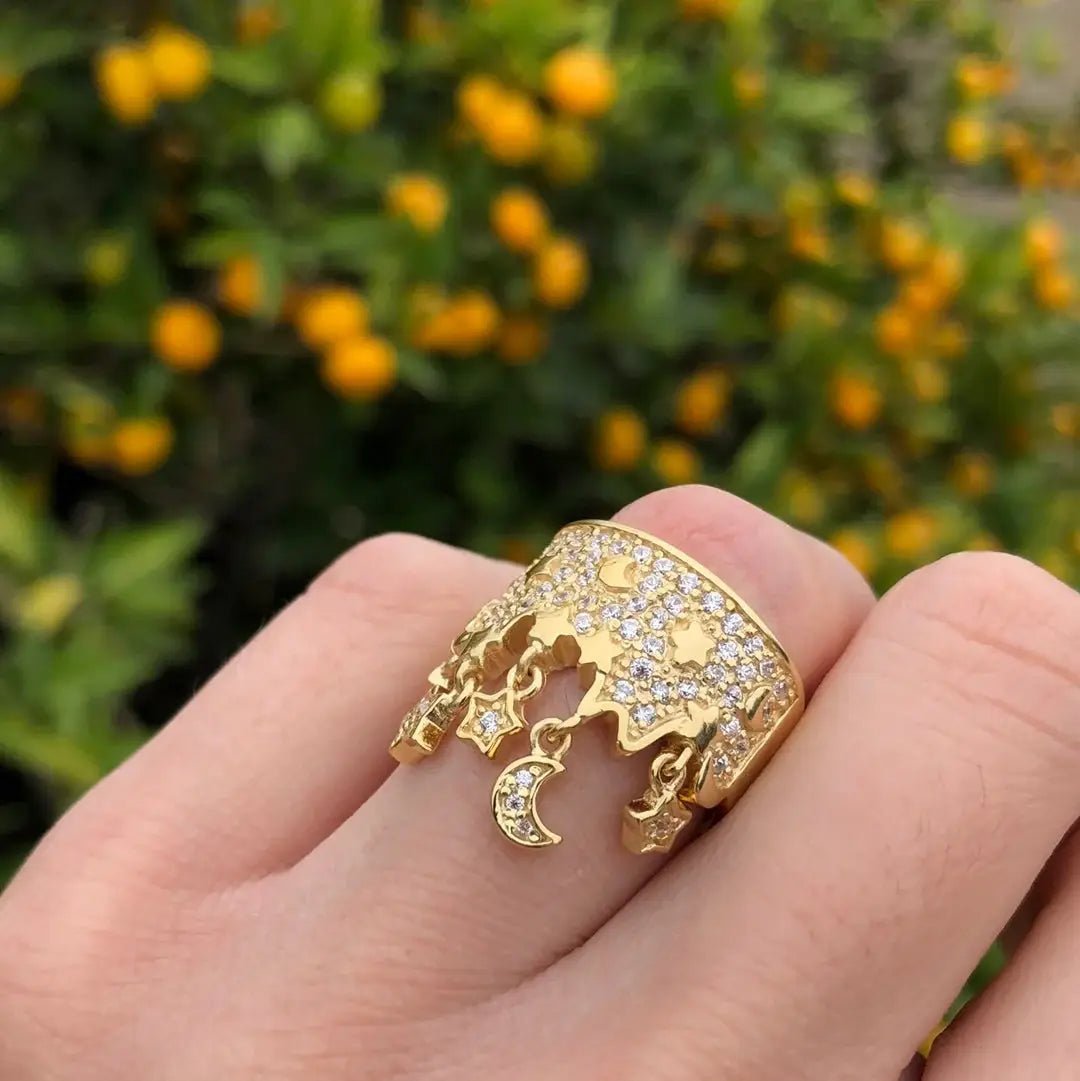 Alamode Gold 925 Sterling Silver Ring with AAA Grade CZ in Clear - Alamode - Flyclothing LLC