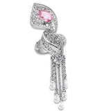 Alamode Rhodium Brass Ring with AAA Grade CZ in Rose - Alamode