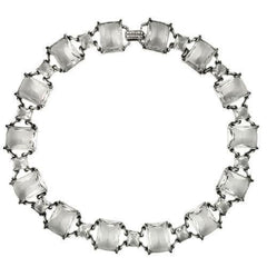 Alamode Antique Silver Brass Necklace with Synthetic Synthetic Glass in Clear - Alamode