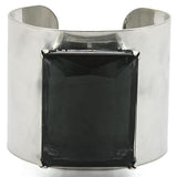 Alamode Antique Silver Brass Bangle with Synthetic Synthetic Glass in Black Diamond - Alamode