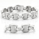 Alamode Matte Rhodium & Rhodium Brass Bracelet with AAA Grade CZ in Clear - Alamode
