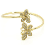 Alamode Gold Brass Bangle with Top Grade Crystal in Clear - Alamode