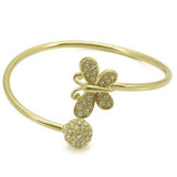 Alamode Gold Brass Bangle with Top Grade Crystal in Clear - Alamode