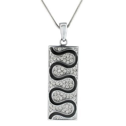 Alamode Rhodium Brass Pendant with Top Grade Crystal in Clear