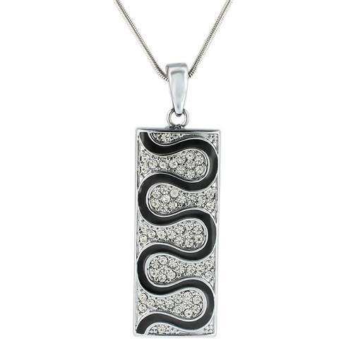 Alamode Rhodium Brass Pendant with Top Grade Crystal in Clear - Alamode - Flyclothing LLC