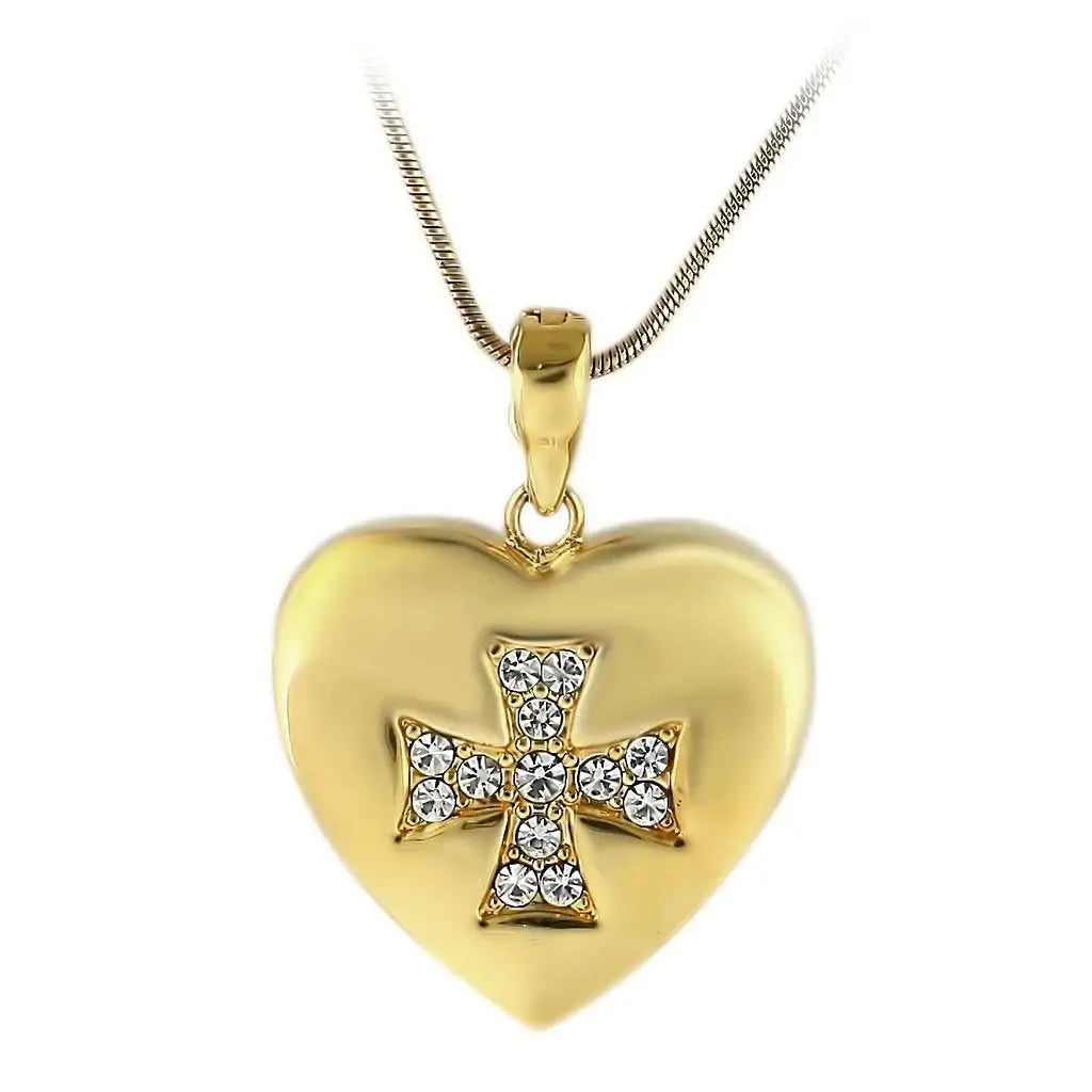 Alamode Gold Brass Pendant with Top Grade Crystal in Clear - Alamode - Flyclothing LLC