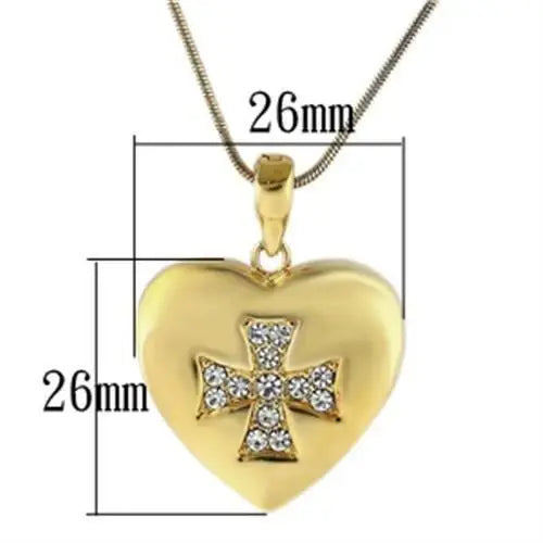 Alamode Gold Brass Pendant with Top Grade Crystal in Clear - Alamode - Flyclothing LLC