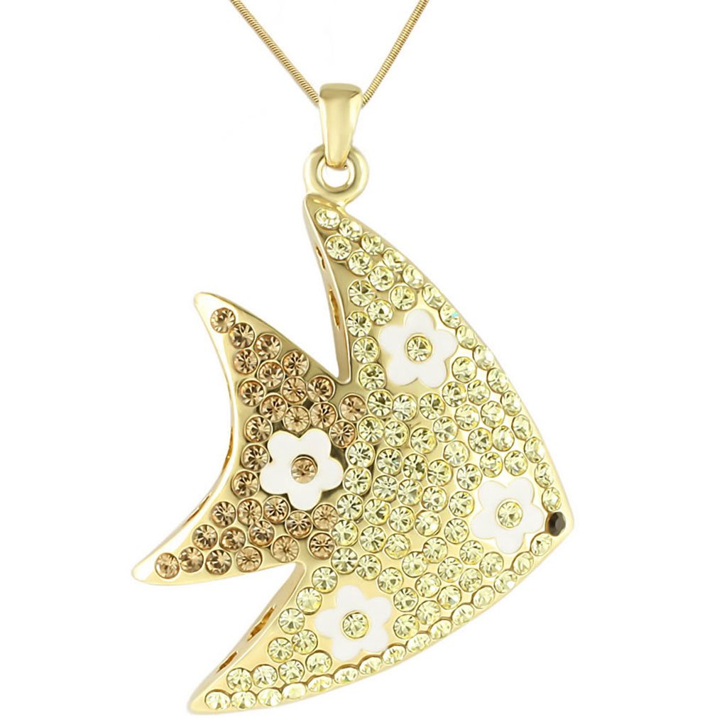 Alamode Gold Brass Pendant with Top Grade Crystal in Multi Color