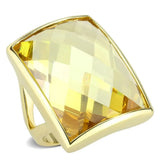 Alamode Gold Brass Ring with AAA Grade CZ in Topaz - Alamode - Flyclothing LLC
