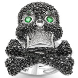 Alamode Rhodium + Ruthenium Brass Ring with Synthetic Synthetic Glass in Emerald - Alamode