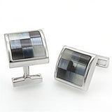 Alamode Rhodium Brass Cufflink with Semi-Precious Cat Eye in Multi Color - Alamode