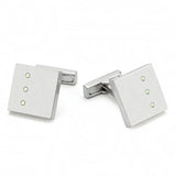 Alamode Rhodium Brass Cufflink with Top Grade Crystal in Aurora Borealis (Rainbow Effect) - Alamode - Flyclothing LLC