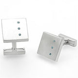 Alamode Rhodium Brass Cufflink with Top Grade Crystal in Sea Blue - Alamode