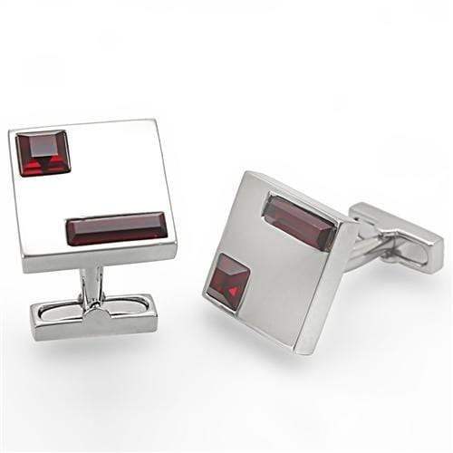 Alamode Rhodium Brass Cufflink with Top Grade Crystal in Siam - Alamode - Flyclothing LLC