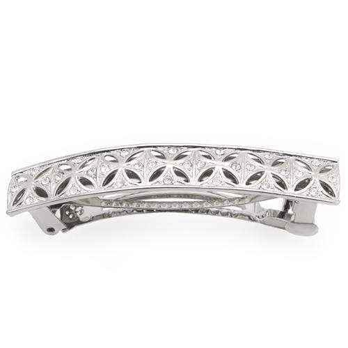 Alamode Rhodium White Metal Tiaras & Hair Clip with Top Grade Crystal in Clear - Alamode - Flyclothing LLC