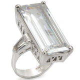 Alamode Rhodium Brass Ring with AAA Grade CZ in Clear - Alamode
