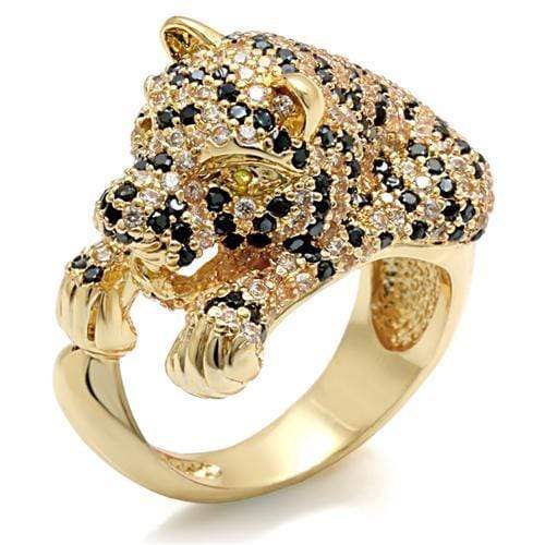 Alamode Imitation Gold Brass Ring with Synthetic Synthetic Glass in Peridot - Alamode - Flyclothing LLC