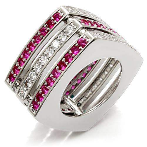 Alamode Rhodium Brass Ring with Synthetic Garnet in Ruby - Alamode - Flyclothing LLC