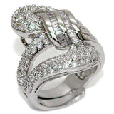Alamode Rhodium Brass Ring with AAA Grade CZ in Clear - Alamode - Flyclothing LLC