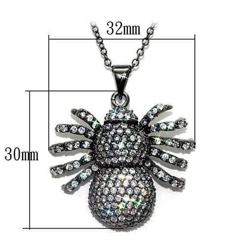 Alamode Ruthenium Brass Chain Pendant with AAA Grade CZ in Clear - Alamode - Flyclothing LLC